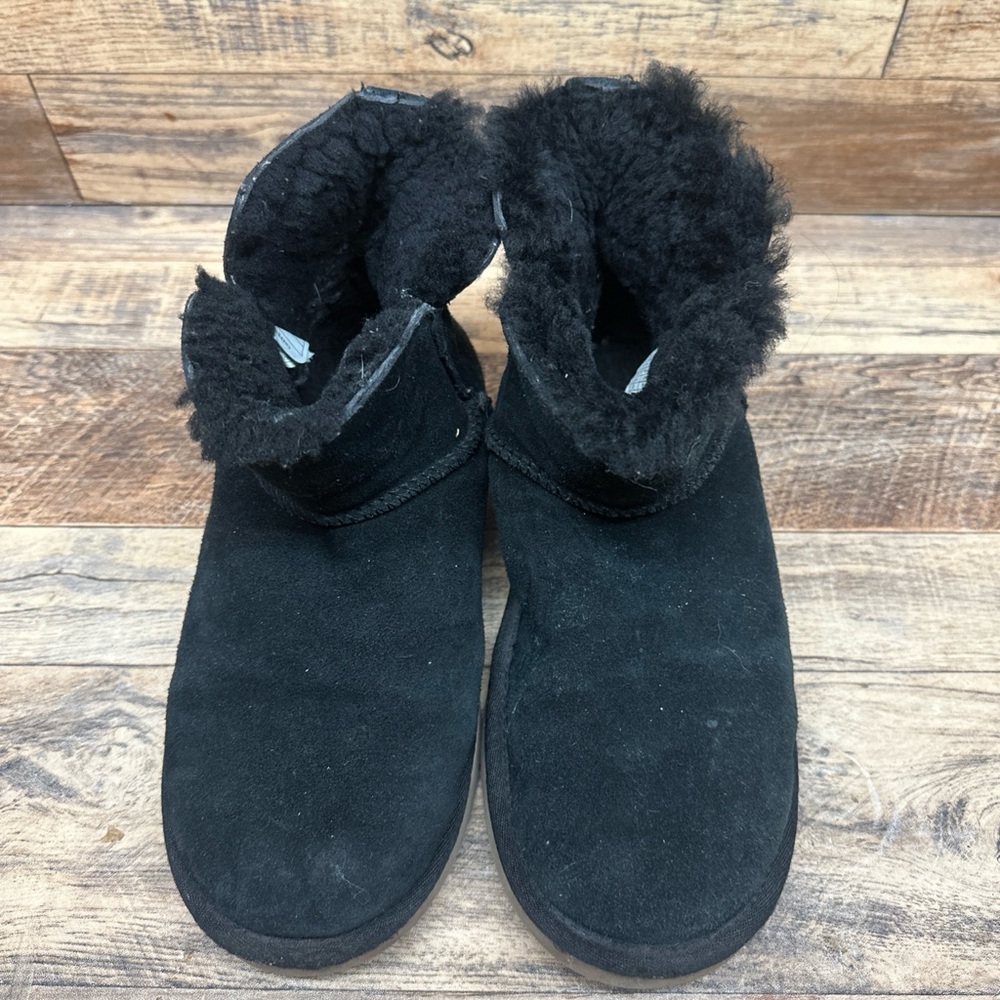 Koolaburra Black Faux Suede Shearling Lined Slip-On Booties